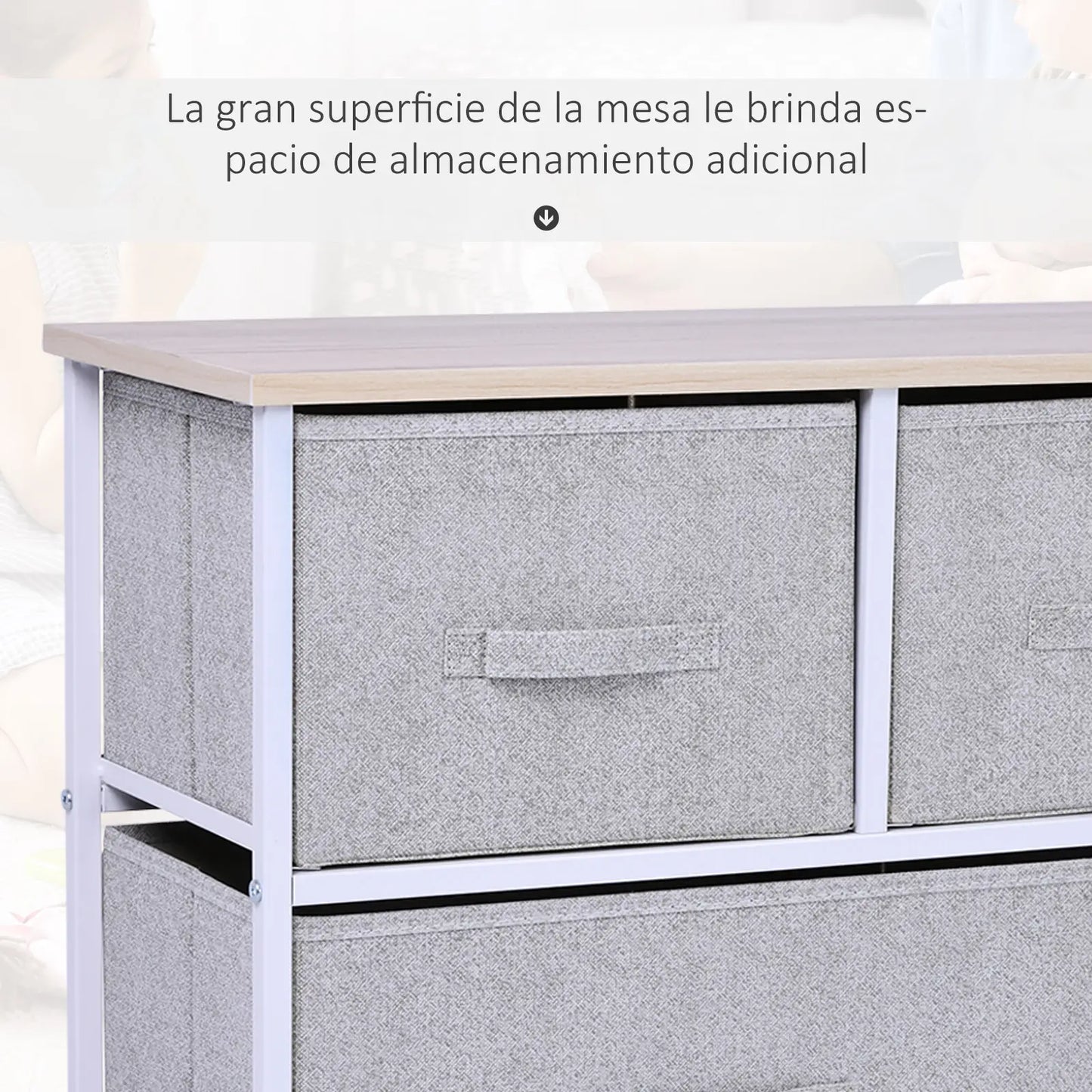 CÓMODA NORDLYN 5T CON 5 CAJONES DE TELA Y ESTRUCTURA METÁLICA image 5
