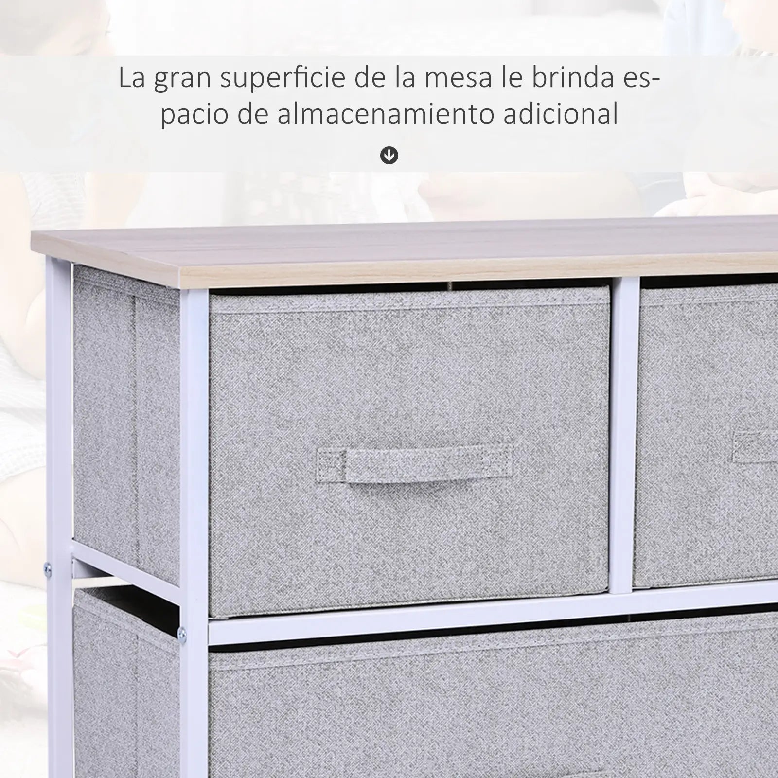 CÓMODA NORDLYN 5T CON 5 CAJONES DE TELA Y ESTRUCTURA METÁLICA image 5
