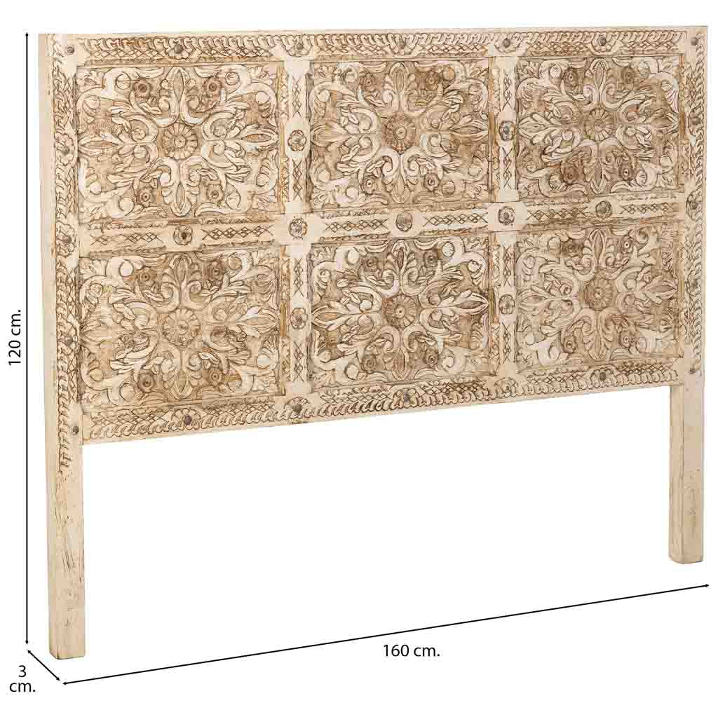 CABECERO DALIAN ARTESANAL BLANCO DE MADERA MACIZA image 1