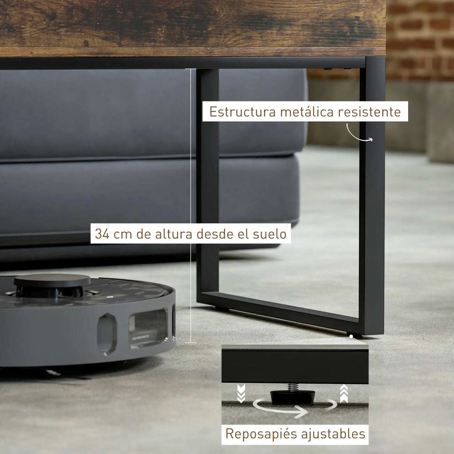 Mesa de Centro Elevable “DUAL LIFT & SLIDE RÚSTICA” image 3