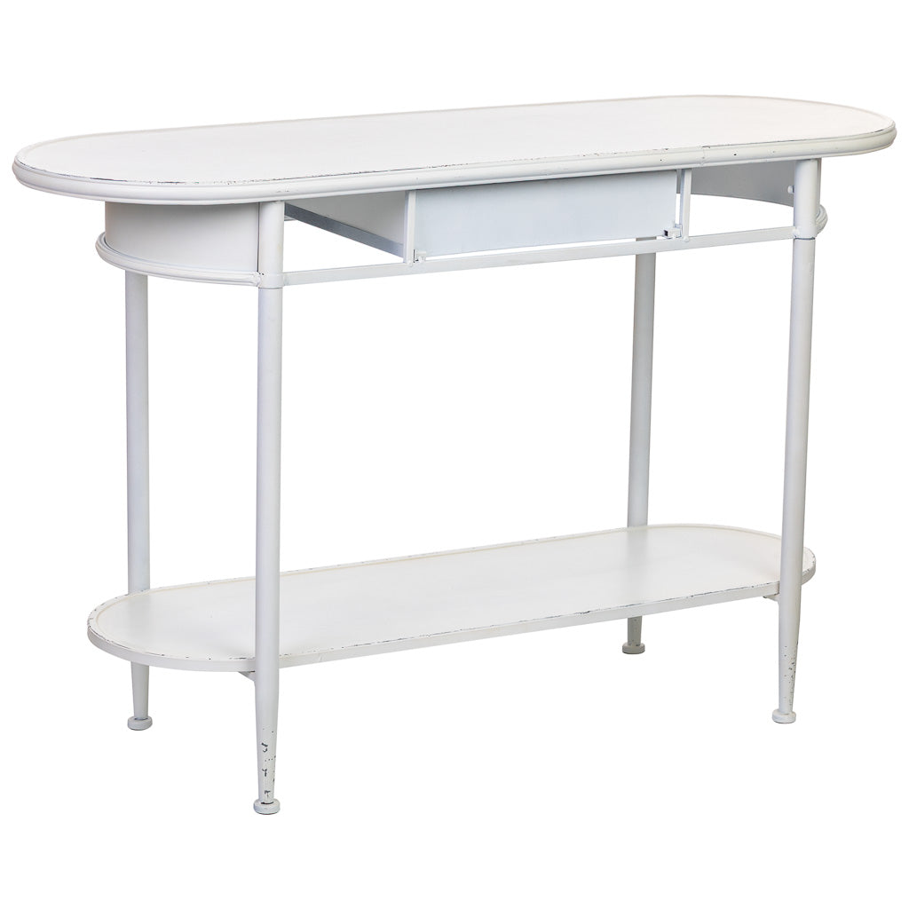 KIT RECIBIDOR ALKA DE METAL BLANCO ENVEJECIDO 1 CAJÓN + 1 BALDA image 6