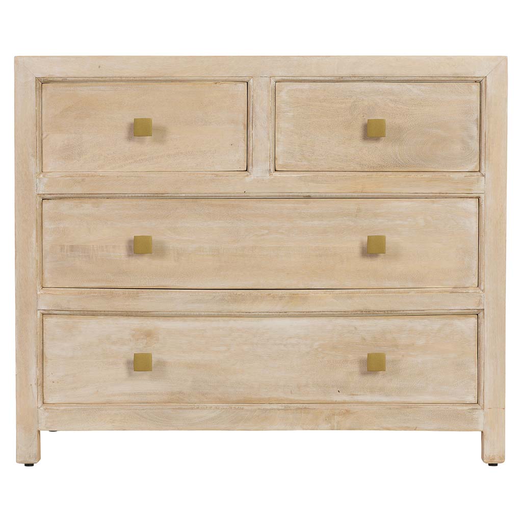 CÓMODA ALMA DE MADERA BLANCA 4 CAJONES image 2