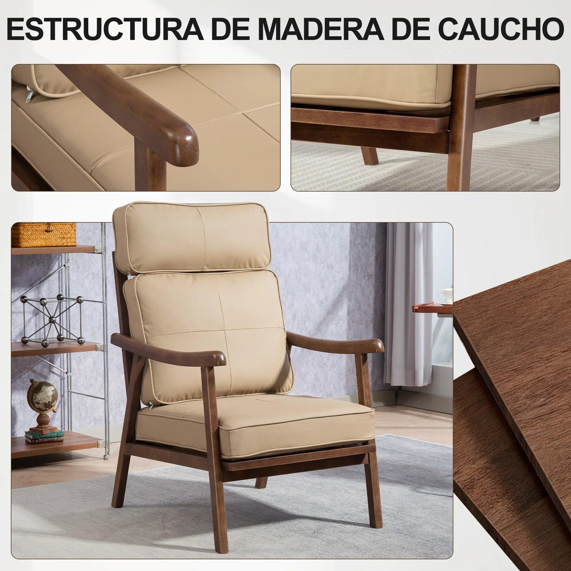 SILLÓN MODELO NOGAL KHAKI – SILLÓN TAPIZADO EN PU image 4