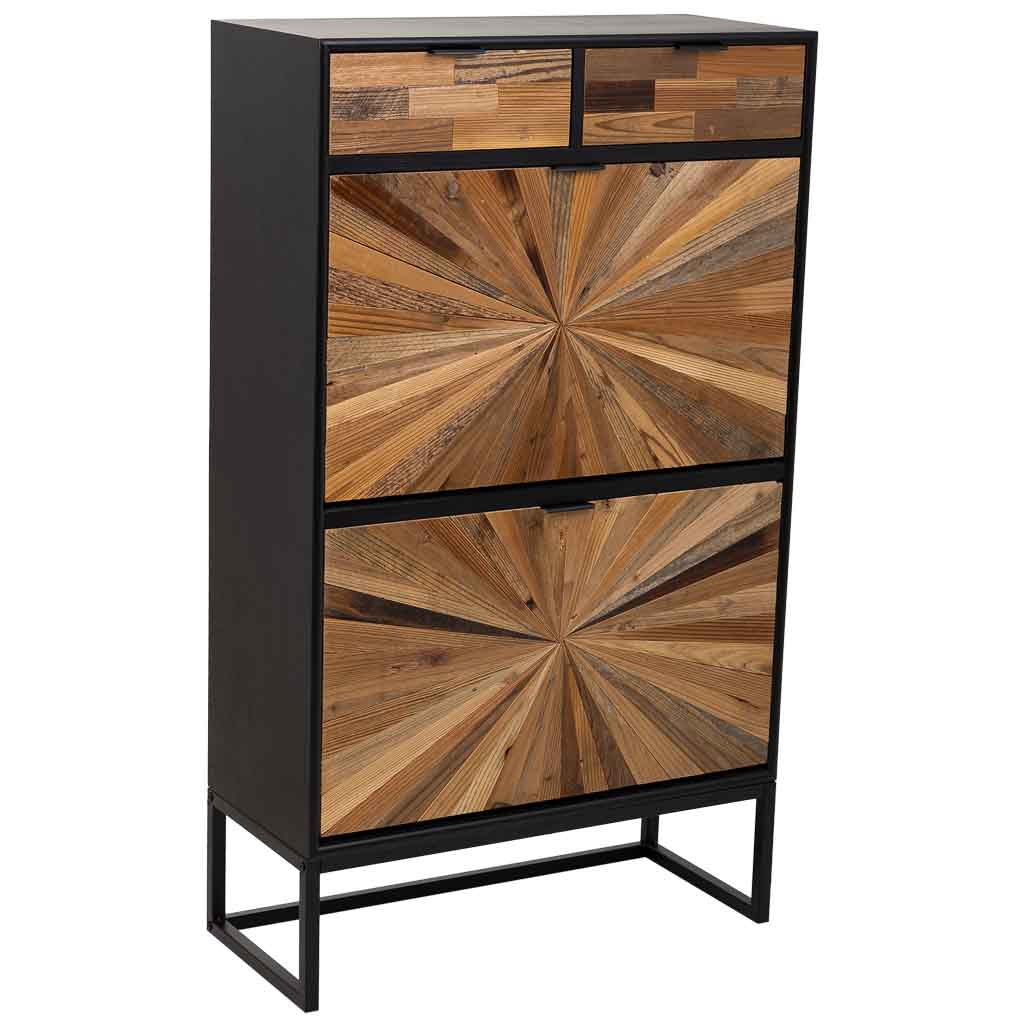 MUEBLE ZAPATERO TAKI DE MADERA RECUPERADA Y METAL MARRÓN 2P + 2C image 2