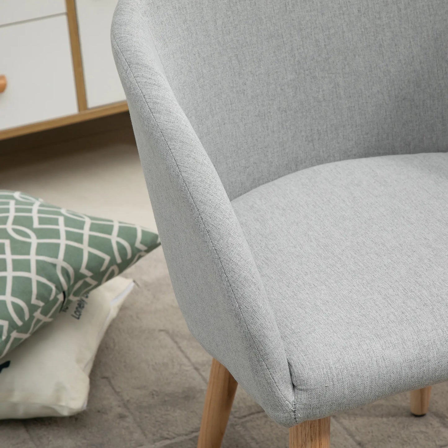 SILLA DE COMEDOR TAPIZADA EN LINO SINTÉTICO – GRIS image 8