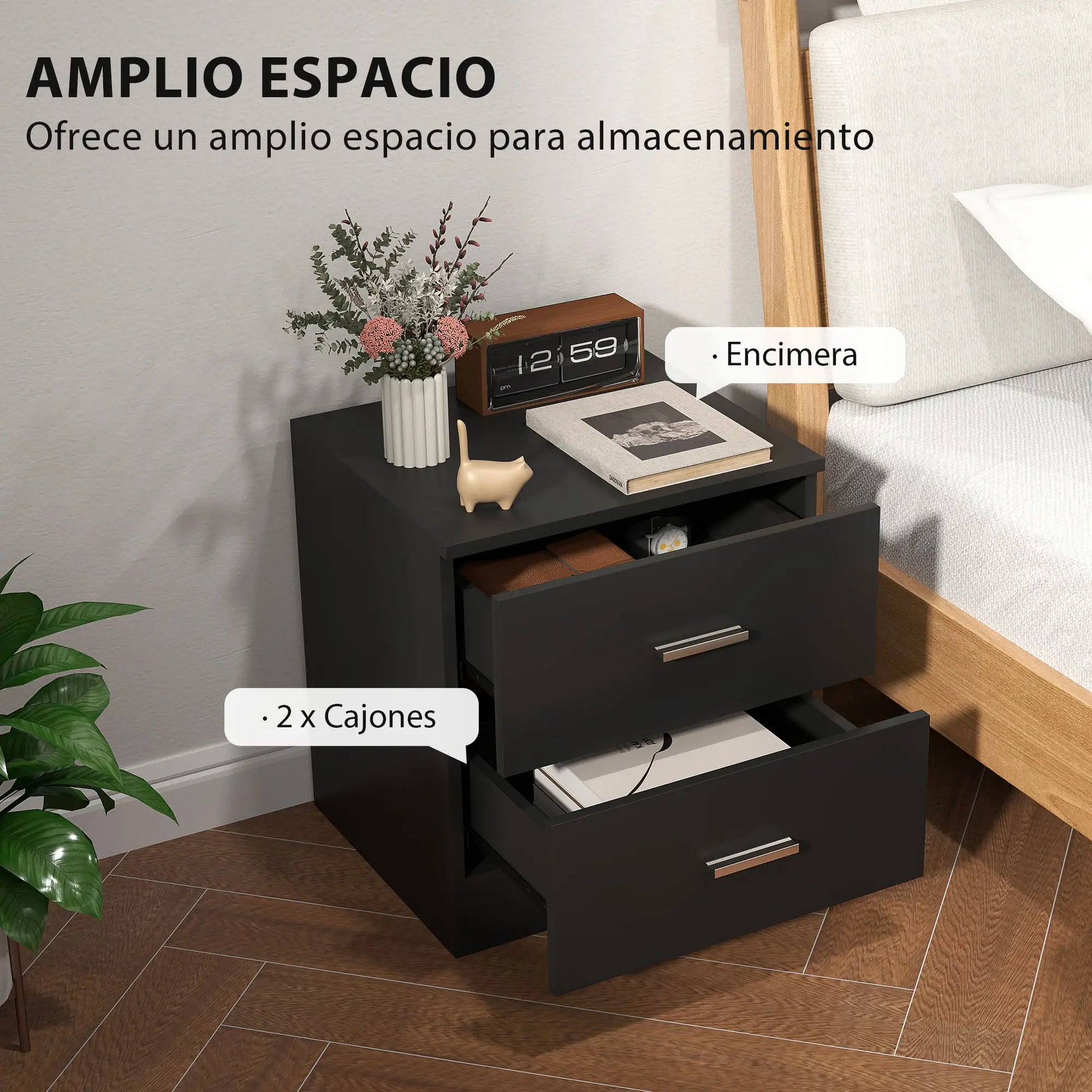 MESITA DE NOCHE MODERNA NOCTIS BLACK image 8