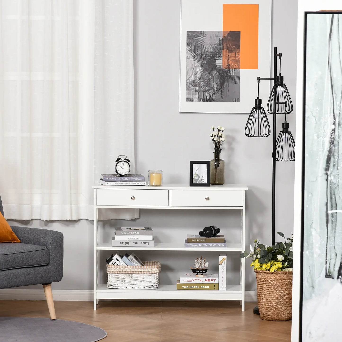 CONSOLA MODERNA BLANCA “X-LINE DOUBLE DRAWER” image 6