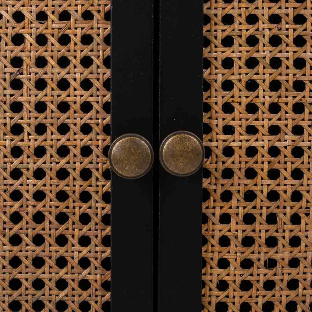 MESITA DE NOCHE ALIKA DE MADERA Y RATÁN CON 2 PUERTAS NEGRO image 6