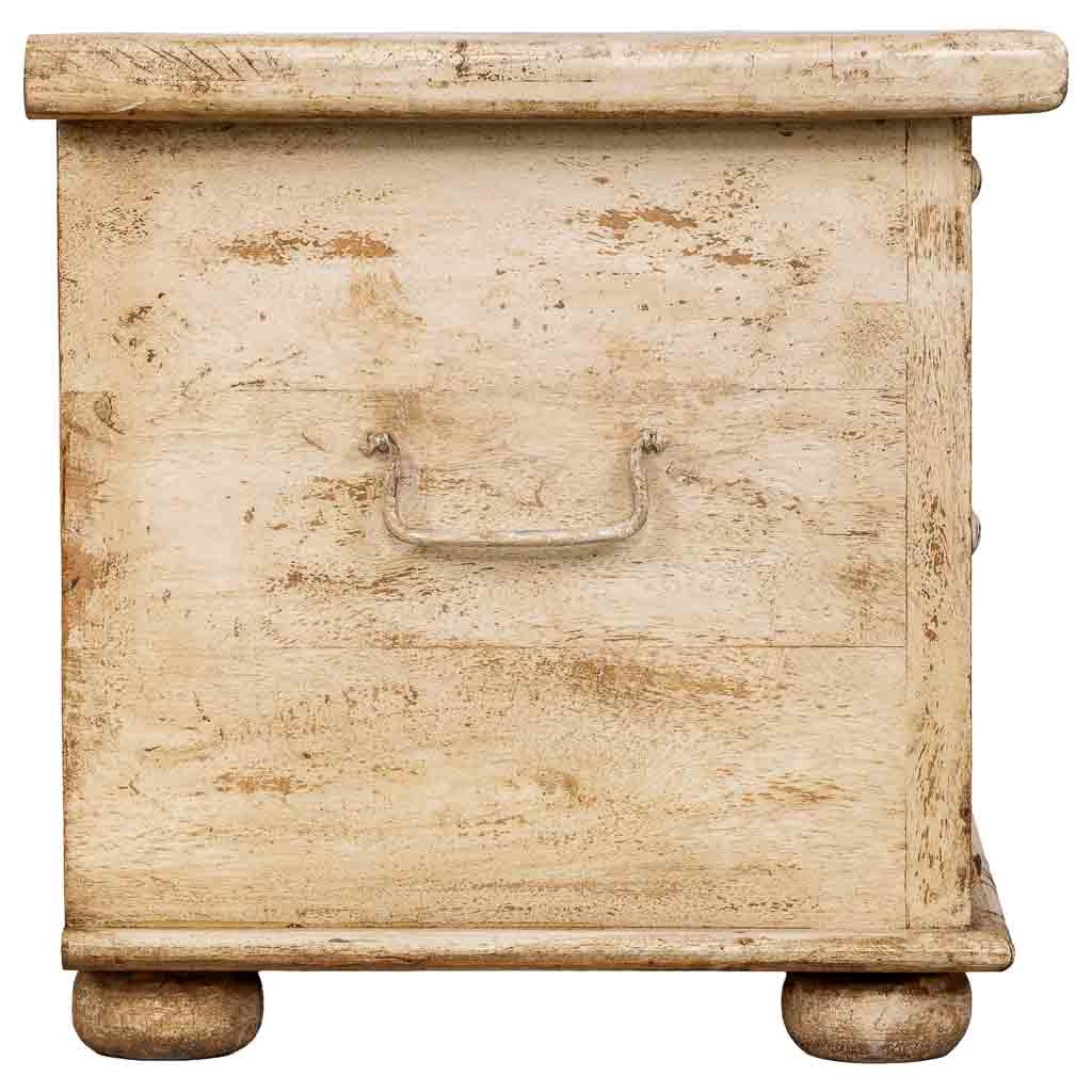 MUEBLE BAÚL BAJO DALIAN ARTESANAL BLANCO DECAPADO image 6