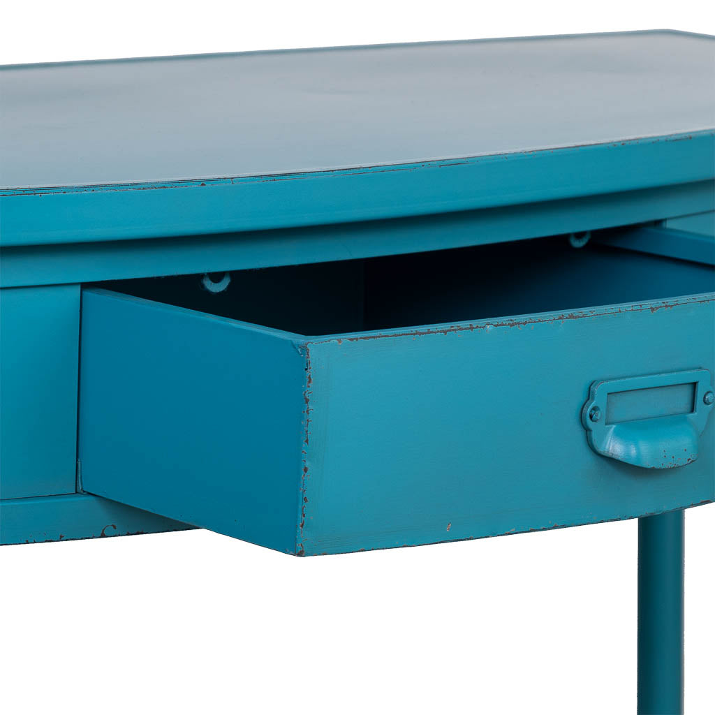 RECIBIDOR ALKA DE METAL AZUL ENVEJECIDO 1 CAJÓN image 4