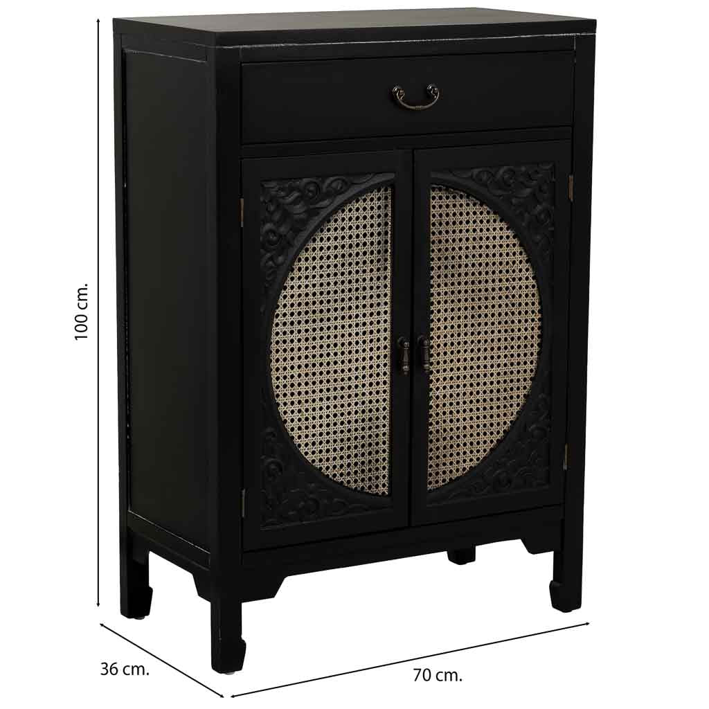 RECIBIDOR ALIKA DE MADERA Y RATÁN CON 1 CAJÓN Y 2 PUERTAS NEGRO image 3