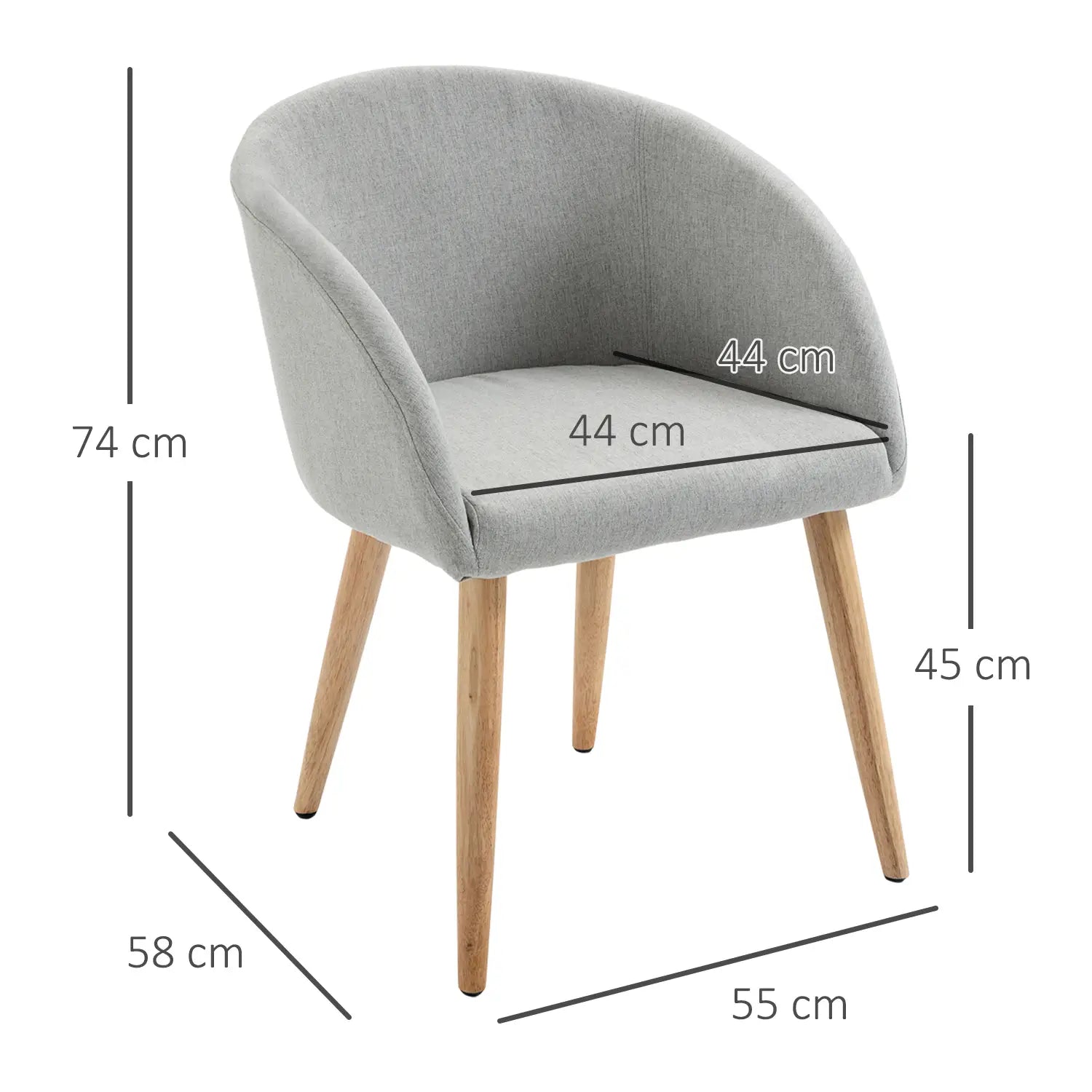 SILLA DE COMEDOR TAPIZADA EN LINO SINTÉTICO – GRIS image 1