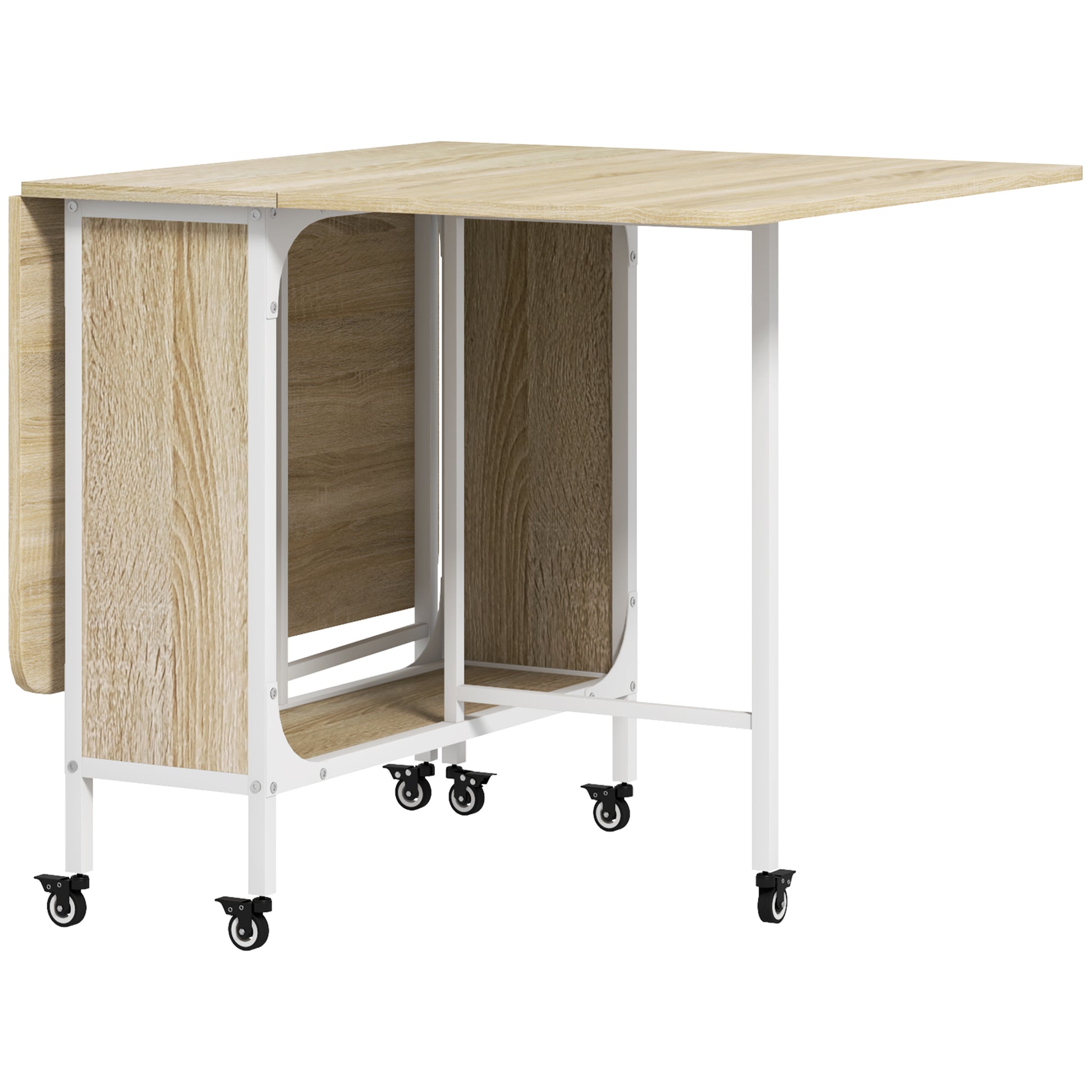 MESA DE COCINA PLEGABLE CON RUEDAS Y ALAS ABATIBLES 130x80 CM image 7