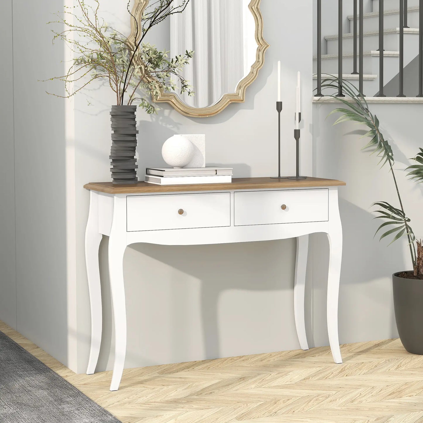 CONSOLA FRANCESA BLANCA “PARISIAN ELEGANCE DOUBLE DRAWER” image 2