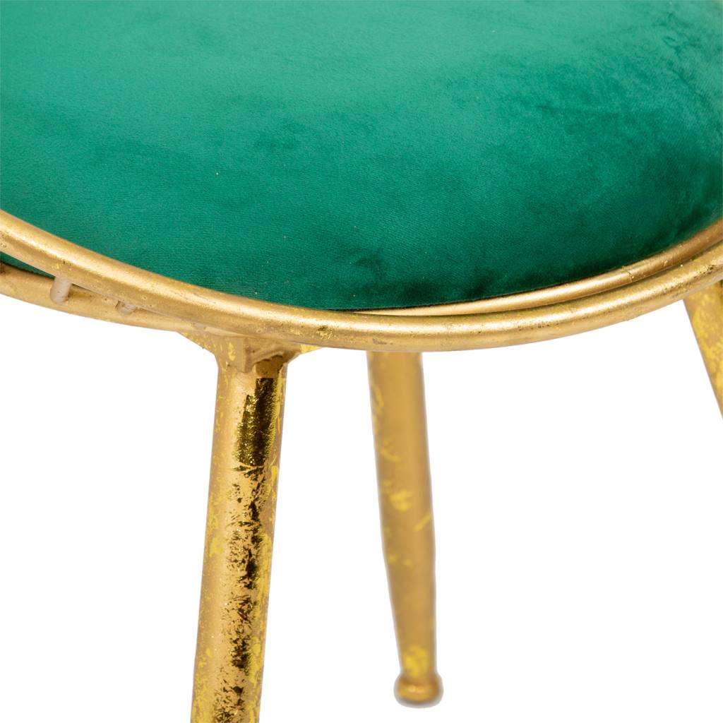 BANQUETA / SILLA DE METAL DORADO TAPIZADA VERDE image 4