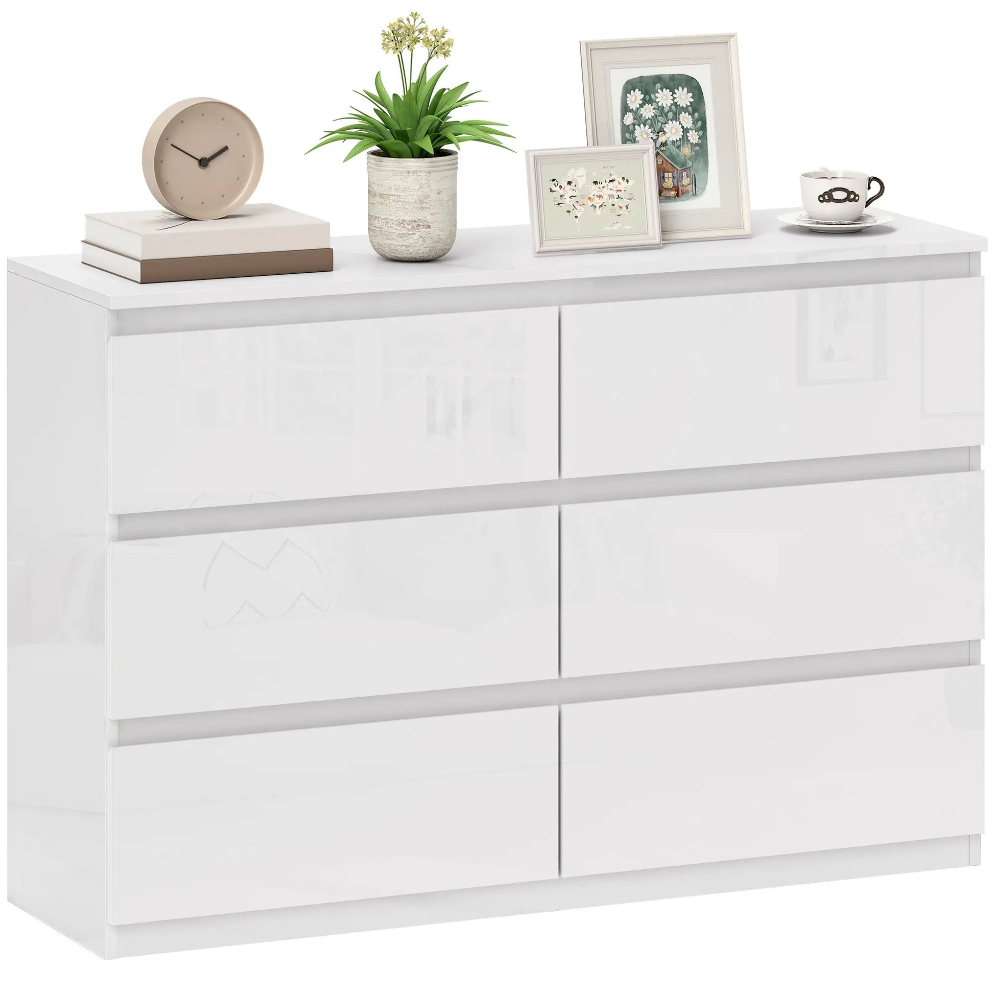 CÓMODA DE DORMITORIO ARLUXA SIX CON 6 CAJONES · ESTILO MODERNO · BLANCO BRILLO image 7