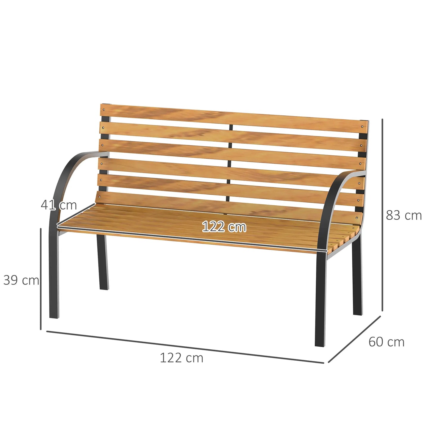🌿 Banco de Jardín Modelo Wood Steel Balance 2 Plazas Madera y Acero
