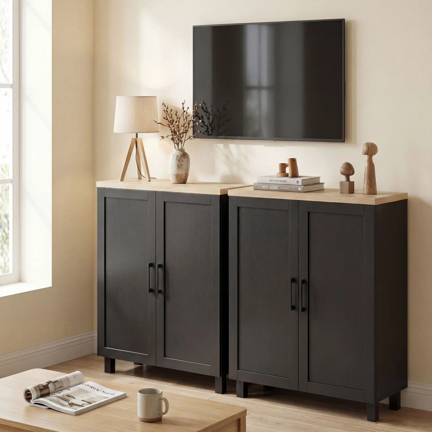 🗄️ MUEBLE AUXILIAR MODERNO 60 CM CON 2 PUERTAS Y ESTANTE AJUSTABLE – BLANCO O NEGRO