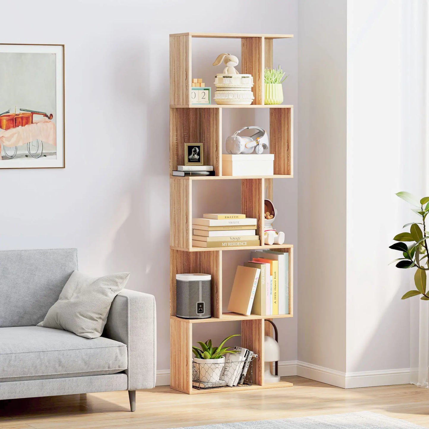 📚 Librería Diseño ONDA – Estantería en Forma de S 5 Niveles