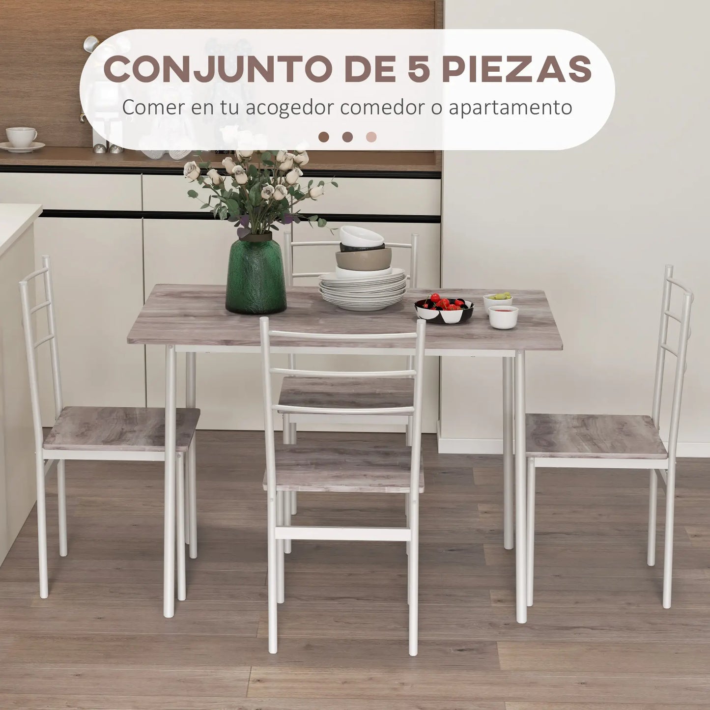 🍽️ Conjunto de Comedor NORDIC PLUS 110 cm – Mesa + 4 Sillas