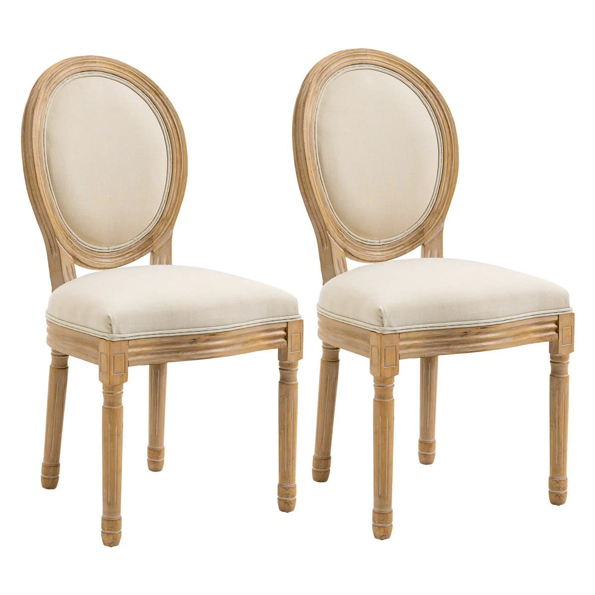 🪑 PACK 2 SILLAS MEDALLÓN VERSALLES – ESTILO LUIS XVI EN BEIGE CON MADERA MACIZA