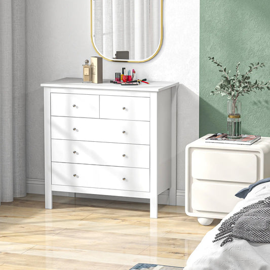 🤍 CÓMODA SKYLINE FIVE – 5 CAJONES BLANCA CON PATAS ELEVADAS