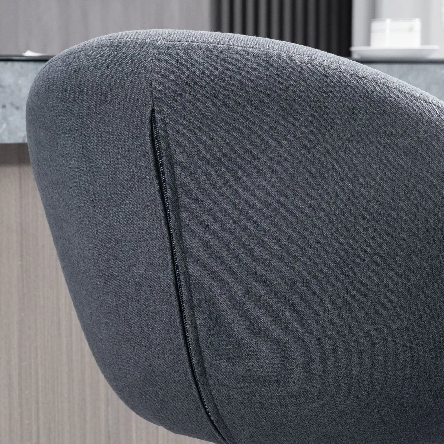 🪑 Taburete de Bar Regulable Tapizado en Tela Gris Oscuro – Giratorio 360° con Reposapiés y Base de Acero