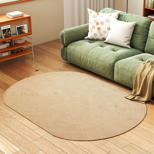 🏡 ALFOMBRA OVALADA LAVABLE 170 × 120 CM – ESTILO RÚSTICO, SUAVIDAD Y FÁCIL MANTENIMIENTO