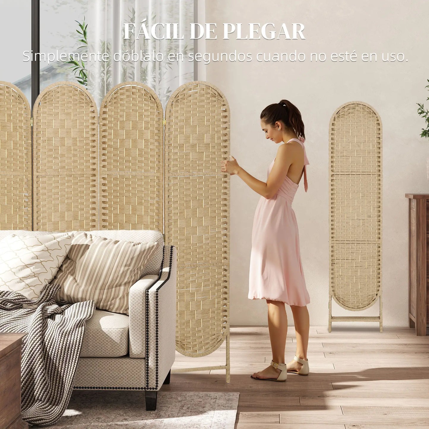 🚪 BIOMBO SEPARADOR DE AMBIENTES 4 PANELES 160x170 CM – DISEÑO BOHEMIO, ELEGANCIA Y PRIVACIDAD