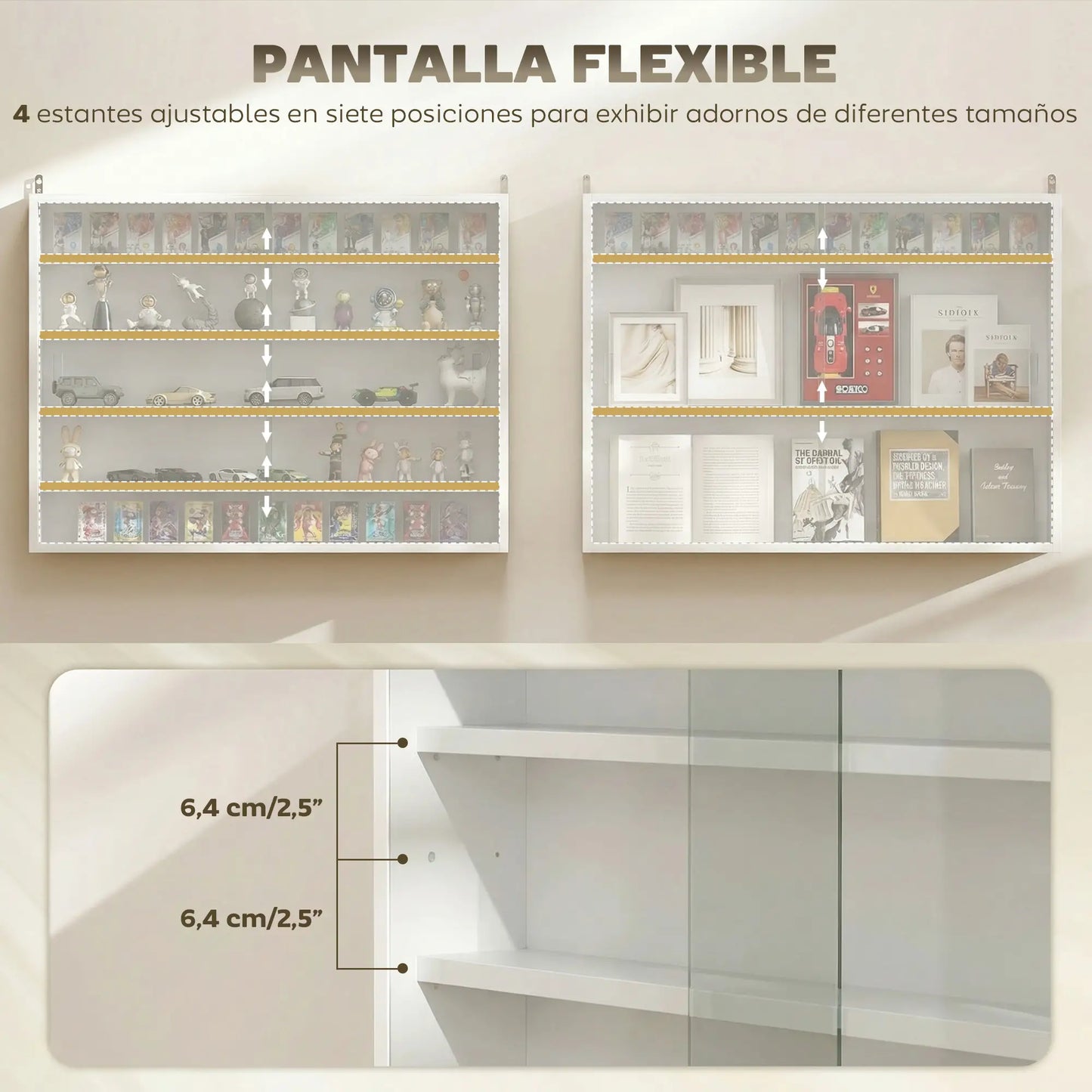 🪟 Vitrina de Pared DISPLAY WHITE – 80 cm con Puertas Correderas