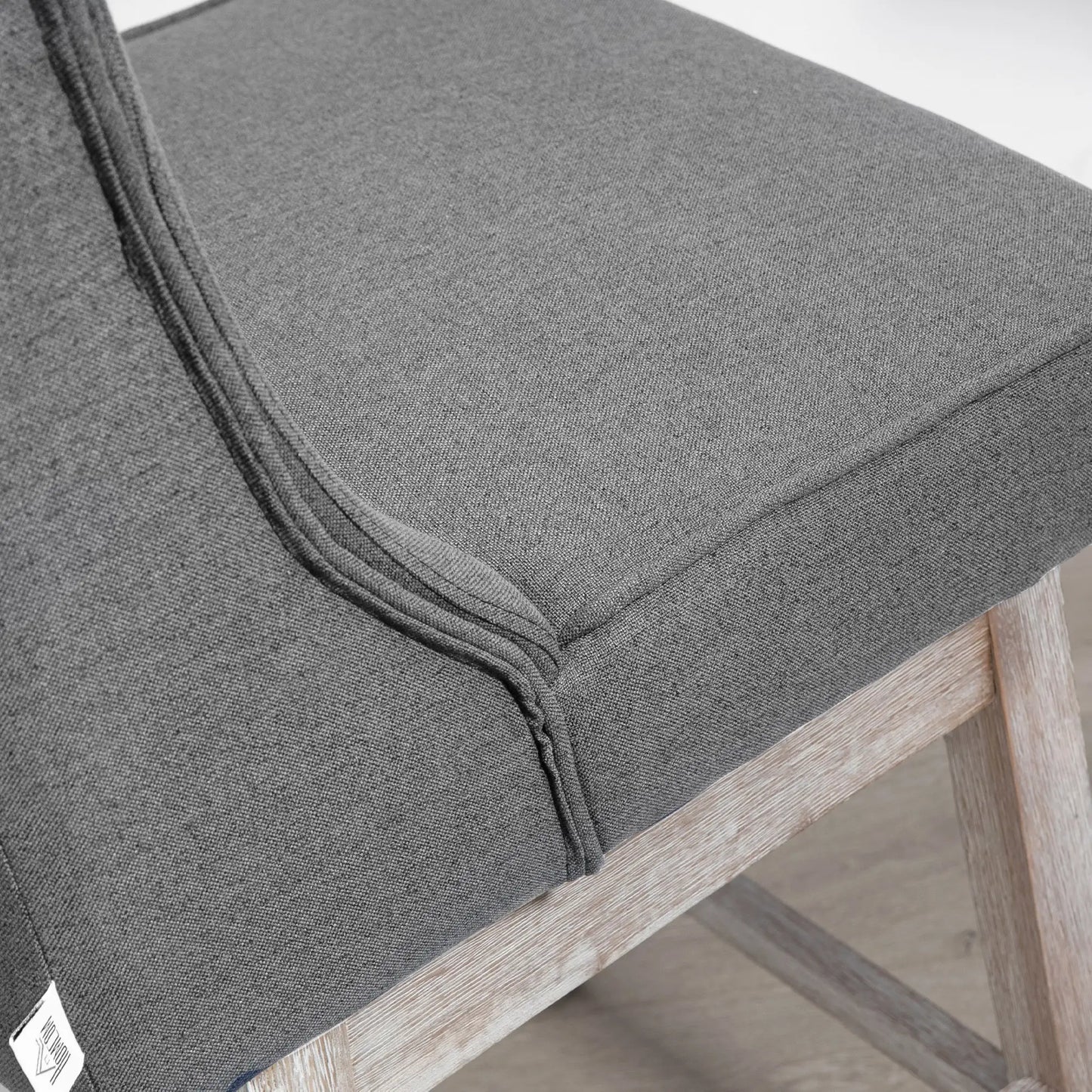 🪑 Juego de 2 Taburetes de Bar con Respaldo Giratorio 180° – Tapizados en Tela Gris con Patas de Madera de Caucho