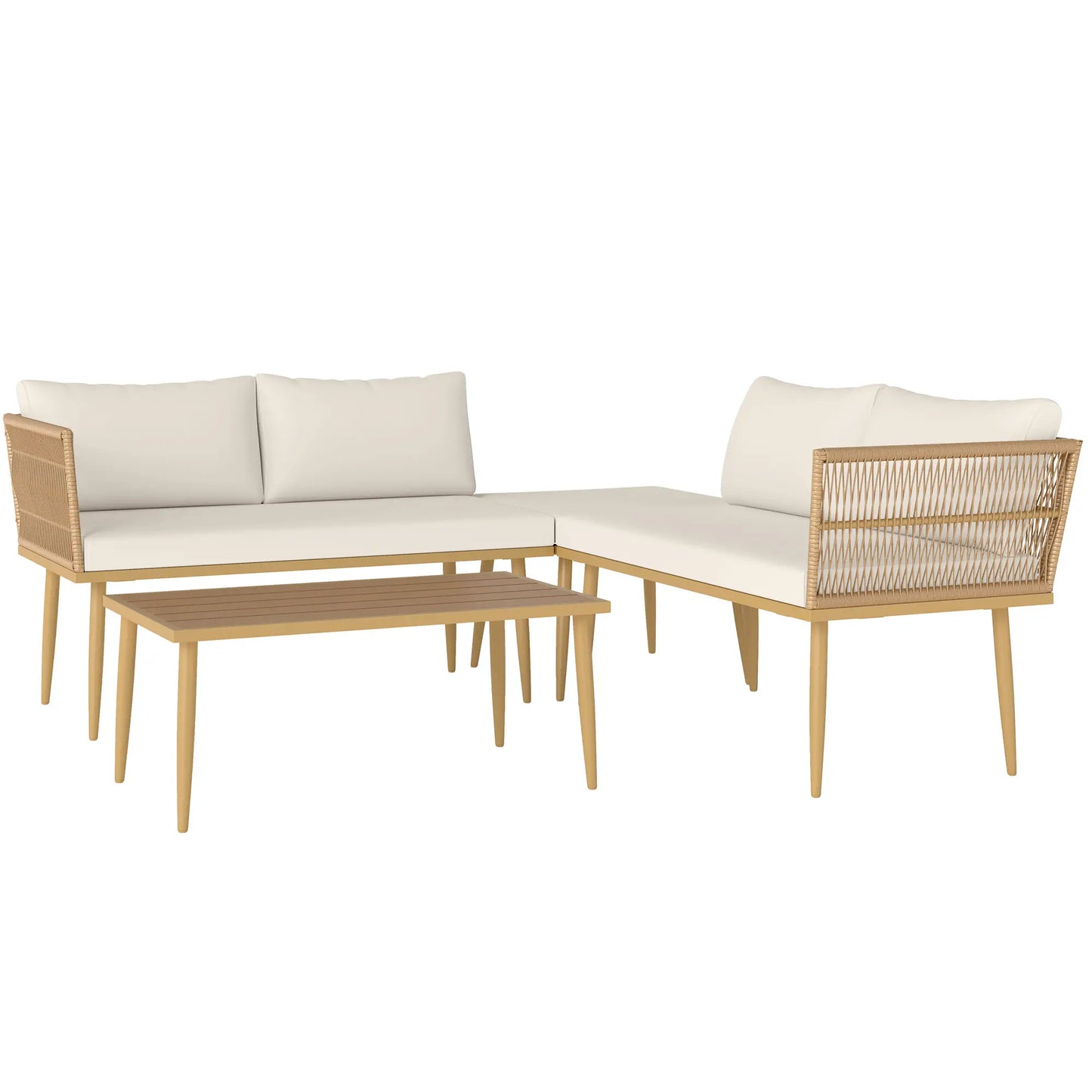 🌿 CONJUNTO DE JARDÍN MODULAR 5 PLAZAS BARATO “BOHORIA” – SOFÁ EN L + MESA RATÁN
