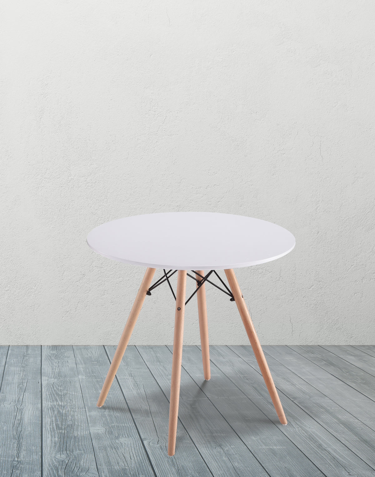 🍽️ MESA DE COMEDOR DINAMARCA REDONDA – BLANCA O NEGRA CON PATAS DE MADERA MACIZA Y ESTRUCTURA METÁLICA