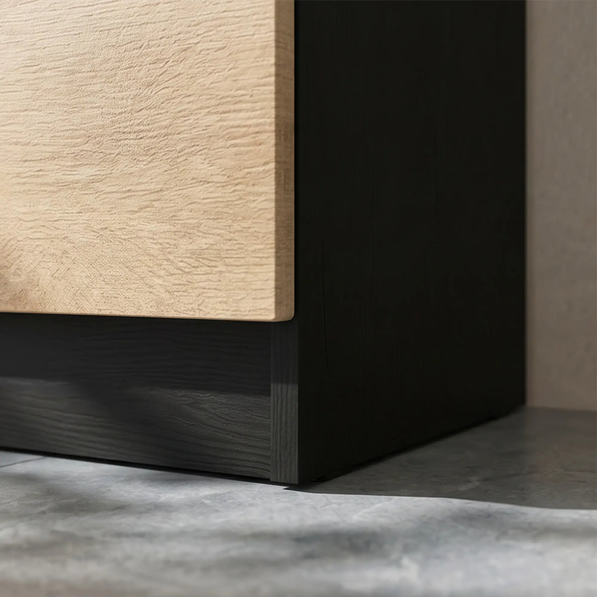 🖤 CÓMODA OAK BLACK 6C – 6 CAJONES NEGRO Y ROBLE SIN TIRADORES 120 CM
