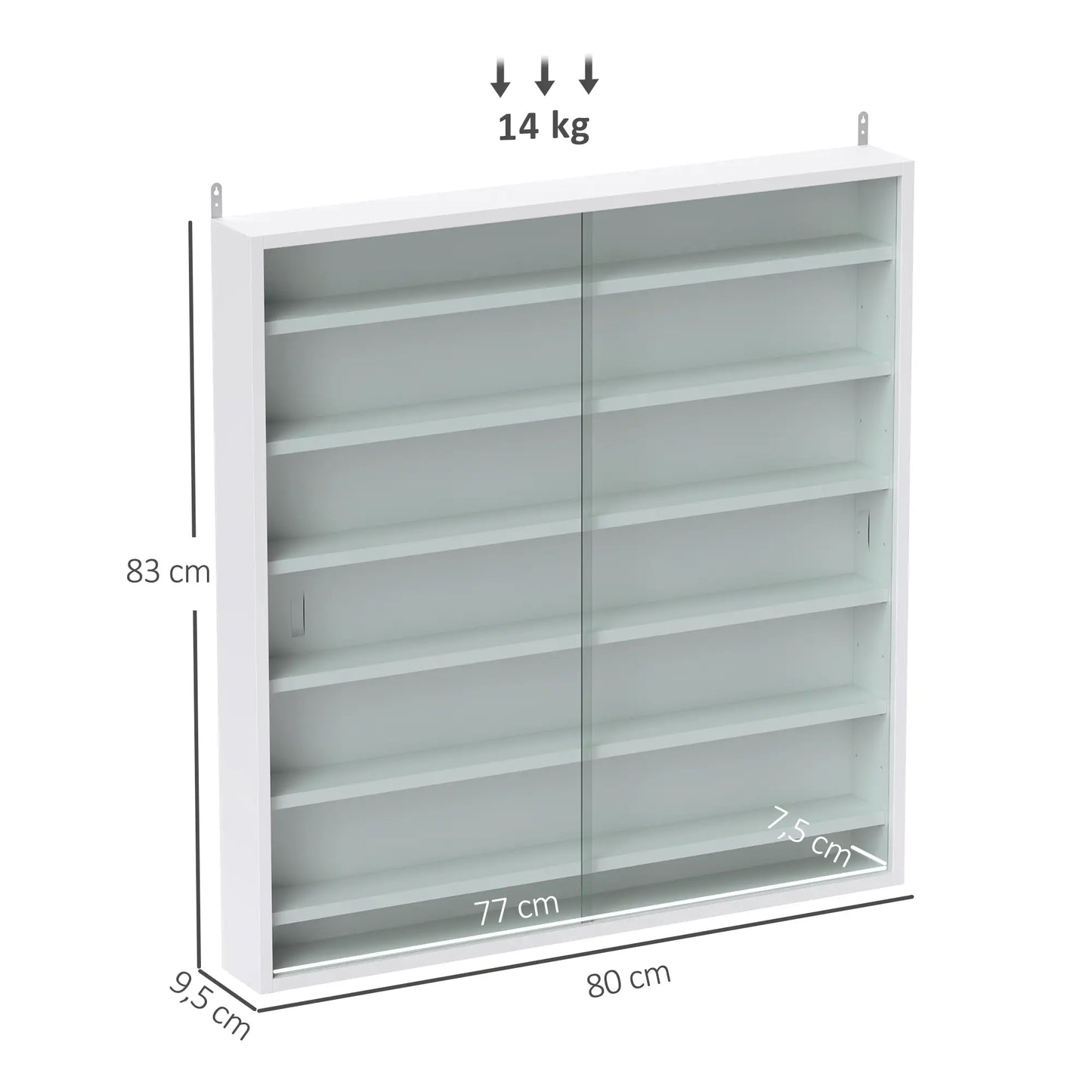 🪟 Vitrina de Pared DISPLAY GLASS XL – 80 cm con Puertas Correderas