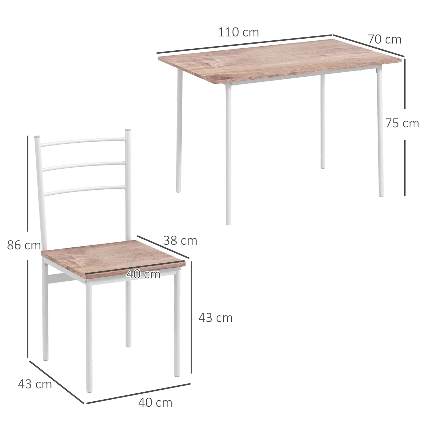 🍽️ Conjunto de Comedor NORDIC PLUS 110 cm – Mesa + 4 Sillas
