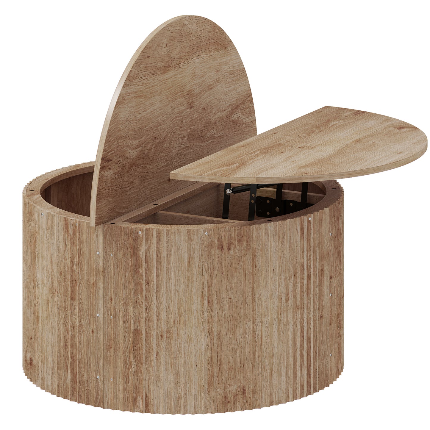 🪵 Mesa de Centro Elevable Redonda con Almacenamiento Oculto y Tablero Elevable 80 cm Madera Natural