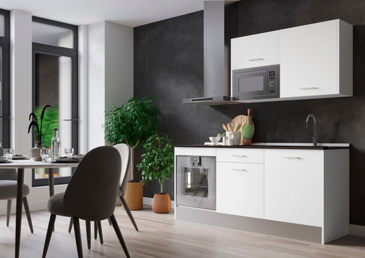 🍽️Cocina Completa Composición 01 Blanco Antracita Roble Muebles Modulares
