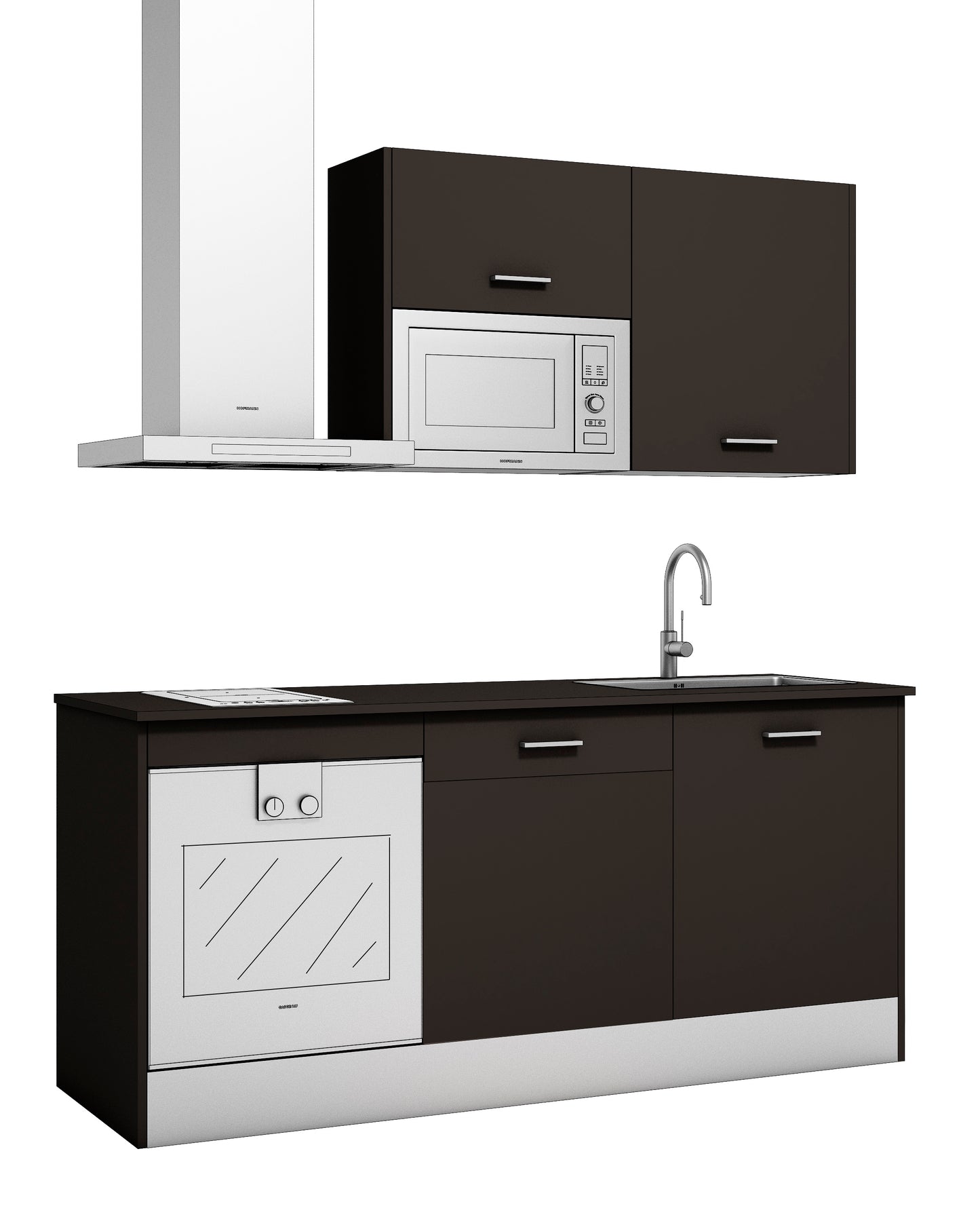 🍽️Cocina Completa Composición 01 Blanco Antracita Roble Muebles Modulares