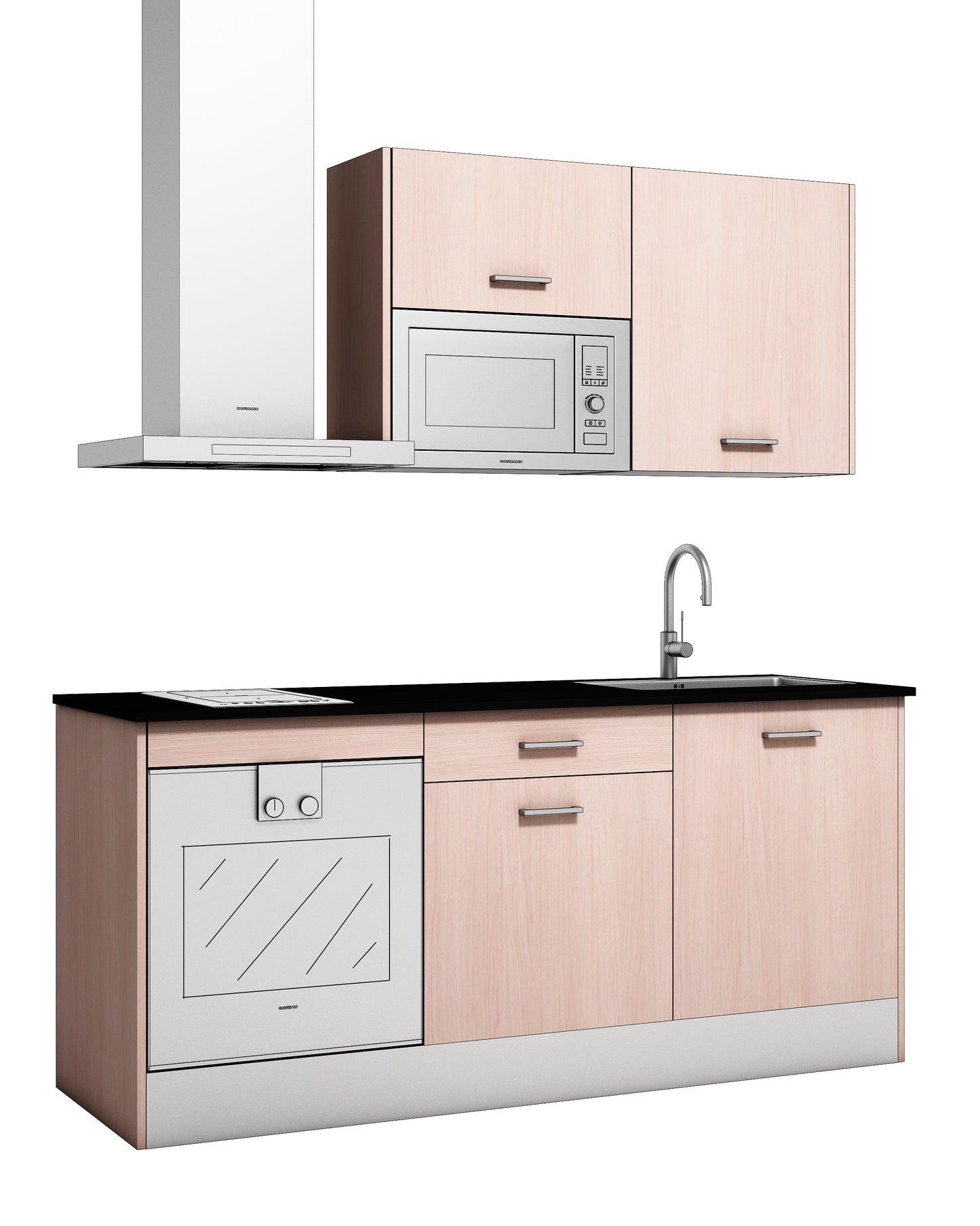 🍽️Cocina Completa Composición 01 Blanco Antracita Roble Muebles Modulares