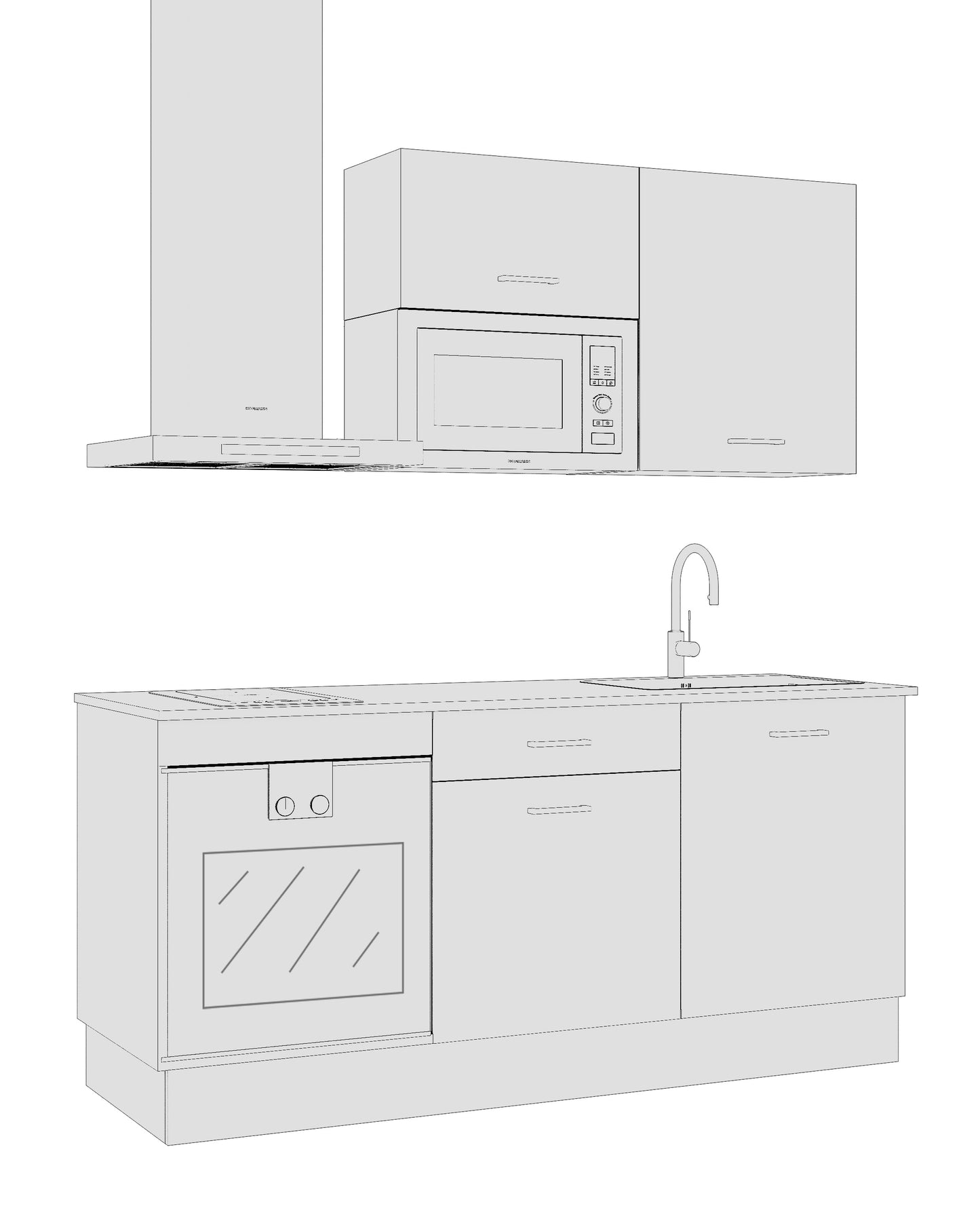 🍽️Cocina Completa Composición 01 Blanco Antracita Roble Muebles Modulares