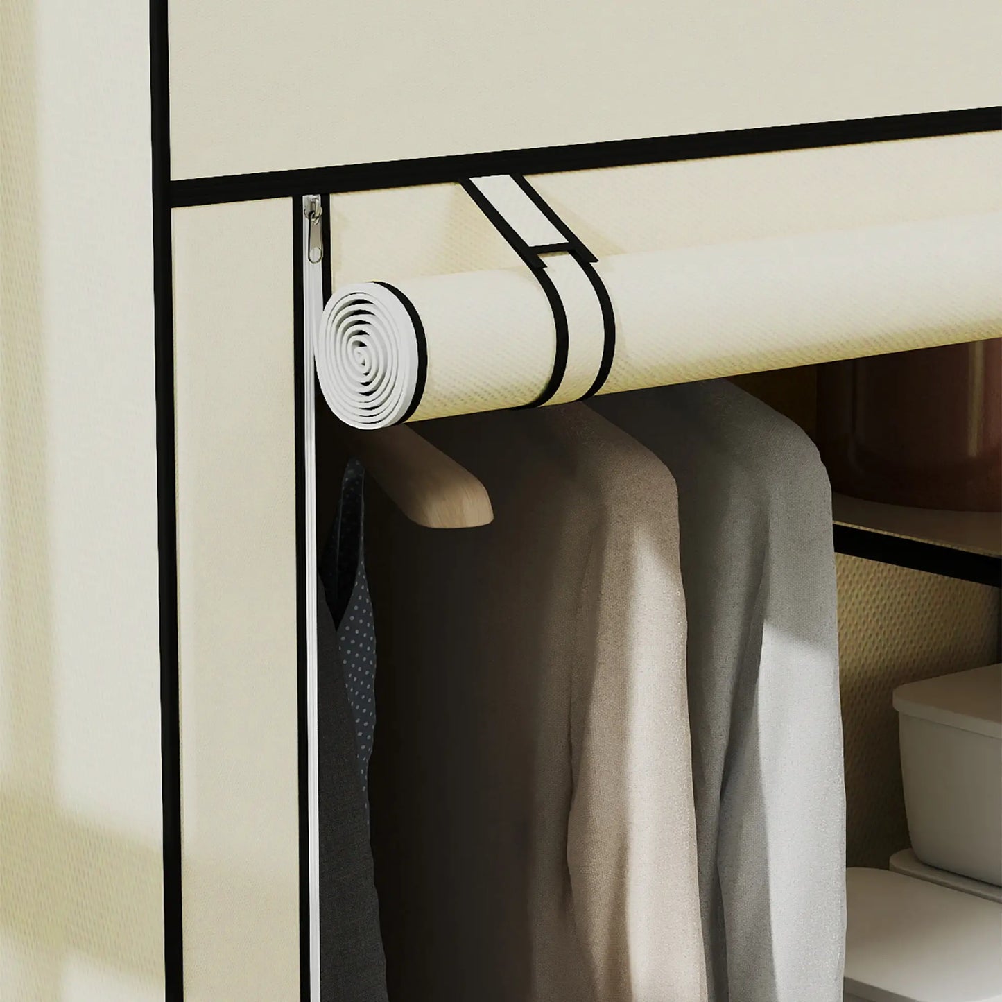 👕 ARMARIO DE TELA PLEGABLE 103 CM CON 6 ESTANTES Y BARRA PARA COLGAR – 5 COLORES