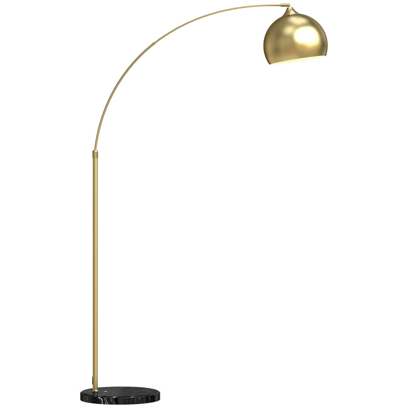 💡 Lámpara de Pie Arco Moderna Ajustable – Diseño Dorado con Base de Mármol y Portalámparas E27