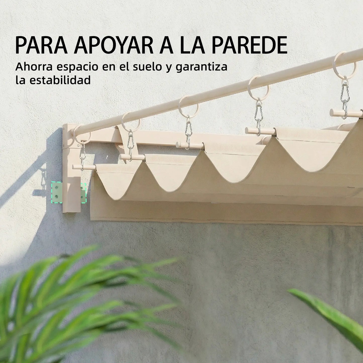 🌿 PÉRGOLA DE PARED “LUMINAIRE” 3x3m – TECHO RETRÁCTIL Y ESTILO ELEGANTE