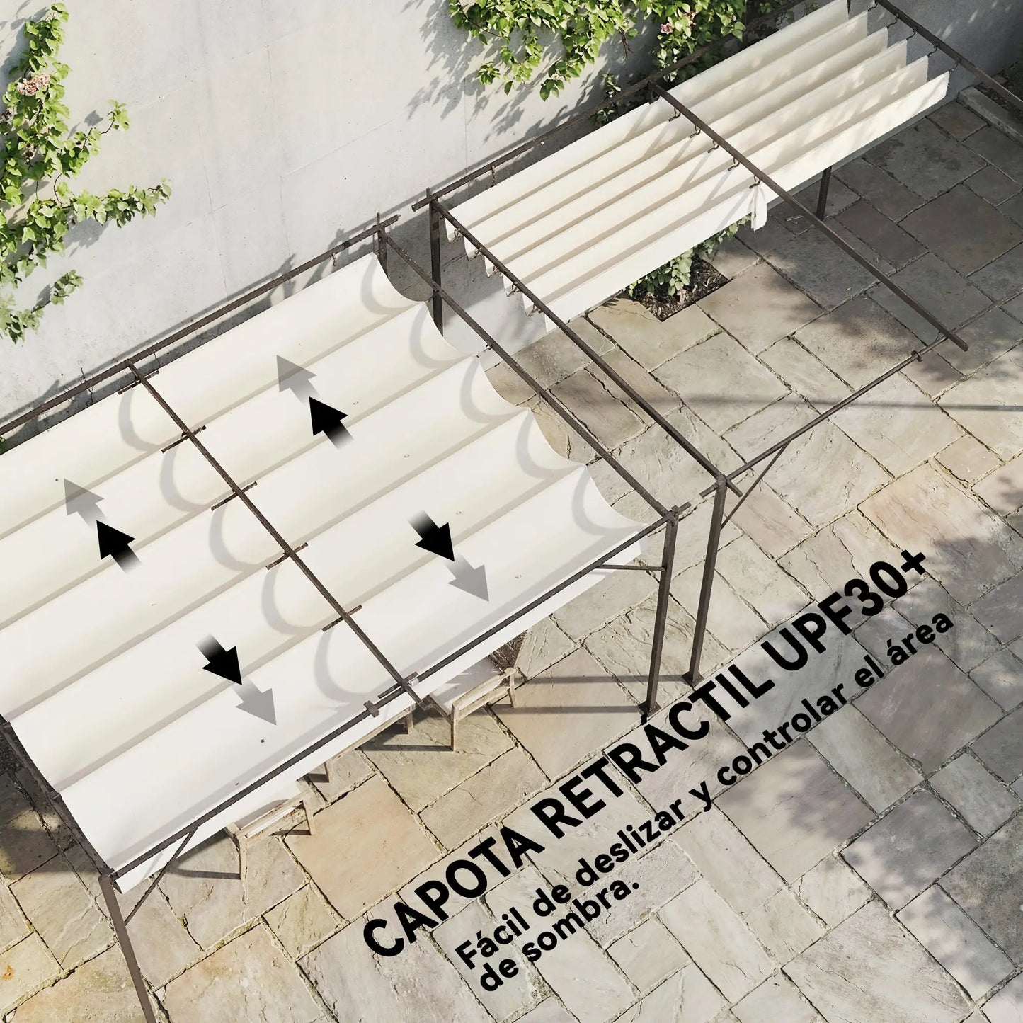 🌿 PÉRGOLA DE PARED “SOLARISSA” 4x3m – TECHO RETRÁCTIL Y PROTECCIÓN UV