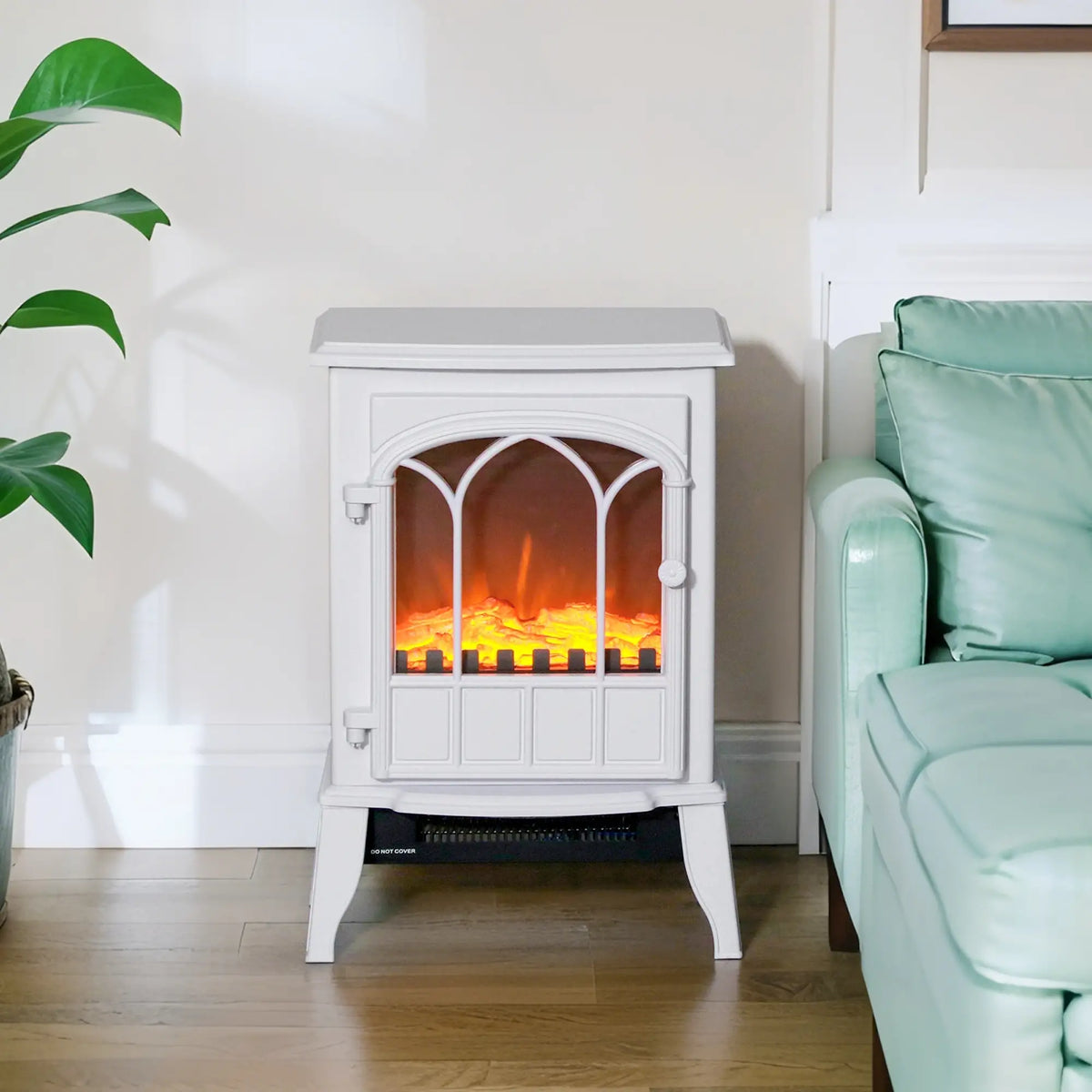 🔥 CHIMENEA ELÉCTRICA WHITE COZY 2000 – BLANCA DE PIE CON LLAMA LED Y CALEFACCIÓN REGULABLE