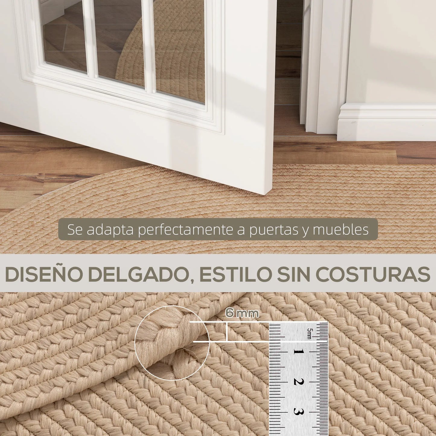🏡 ALFOMBRA OVALADA LAVABLE 170 × 120 CM – ESTILO RÚSTICO, SUAVIDAD Y FÁCIL MANTENIMIENTO