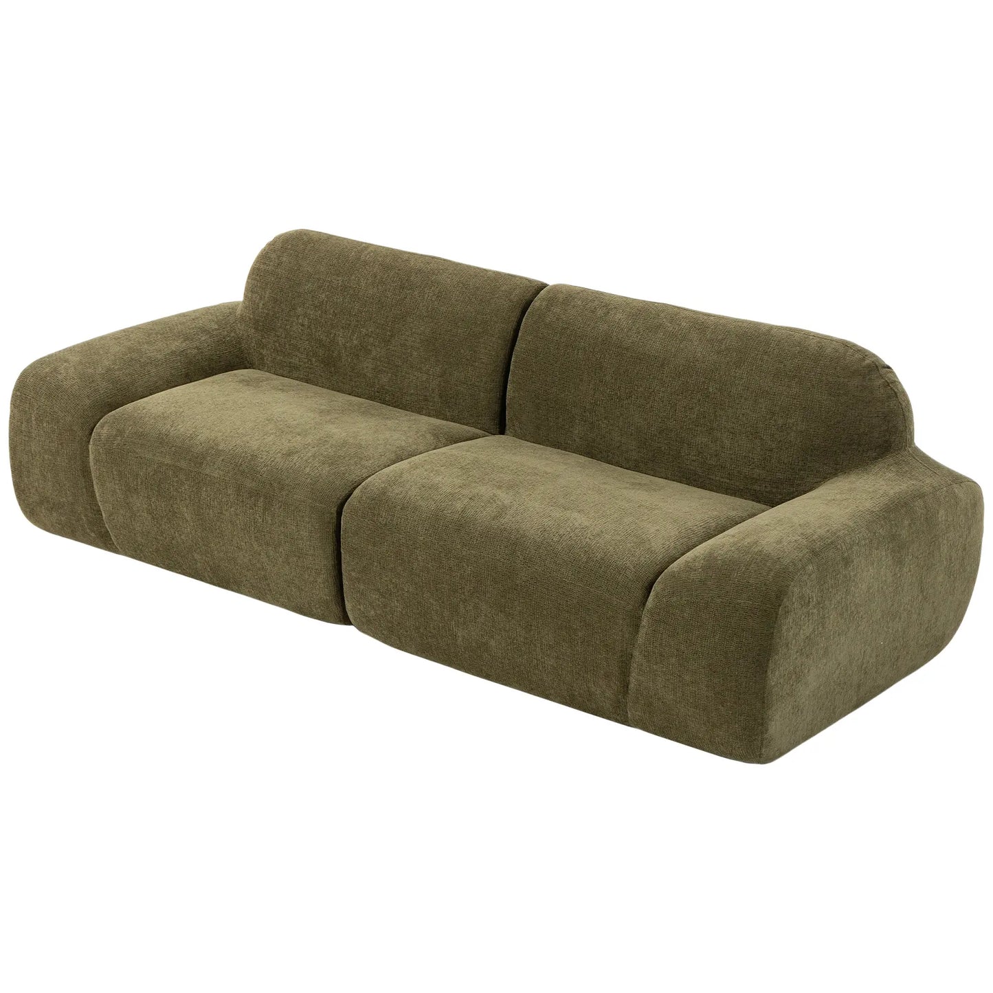 🛋️ Sofá de 3 Plazas Redondeado en Chenilla – Verde Oscuro | JAM MUEBLES