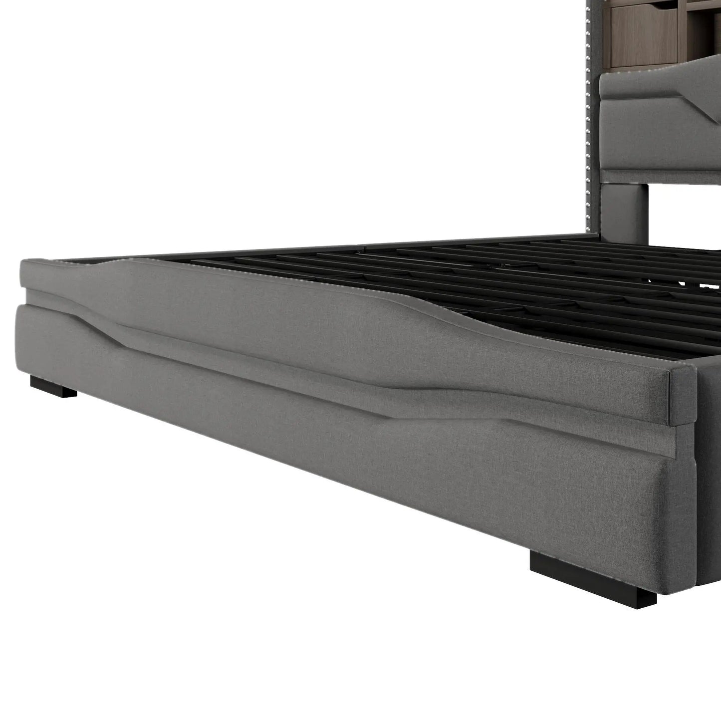 🛏️ CAMA TAPIZADA 180x200 CM CON CANAPÉ ABATIBLE HIDRÁULICO, LED Y USB – GRIS