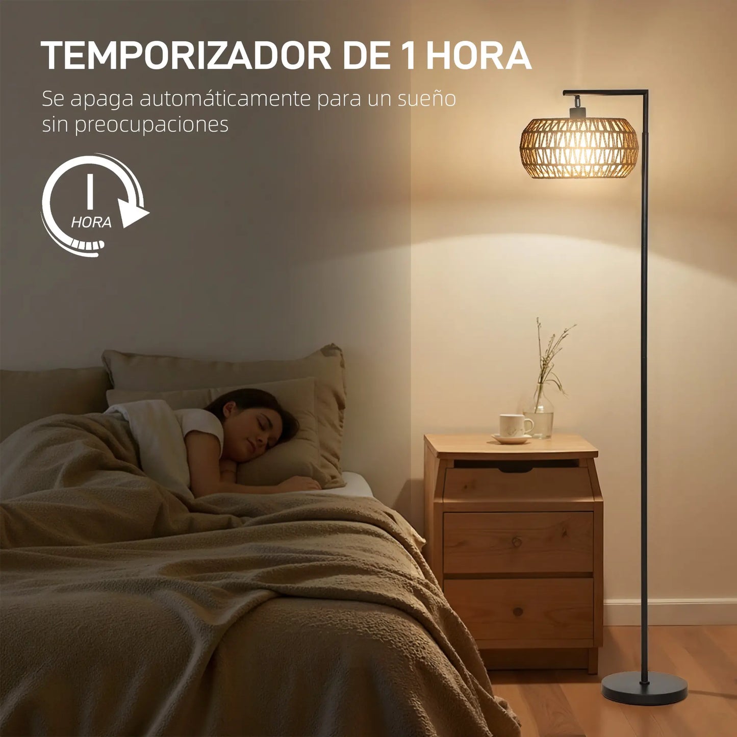 💡 Lámpara de Pie Bohemia con Doble Pantalla Regulable – 3 Temperaturas de Color, Brillo Ajustable y Mando a Distancia